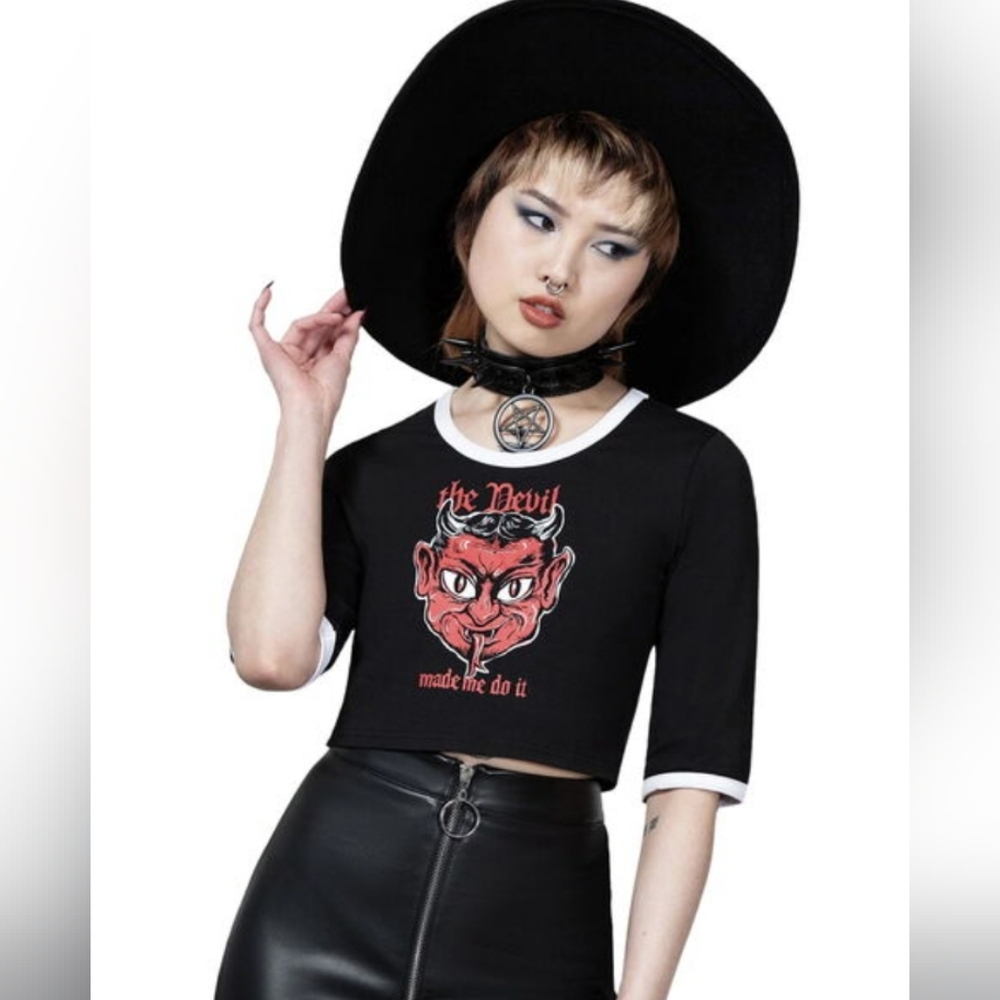 Killstar "Temple Hounds" Devil Crop Tee